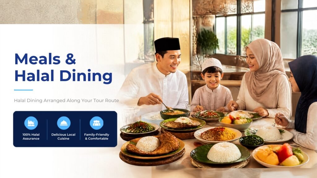 Makanan halal untuk wisatawan dalam perjalanan Amir Tour Travel