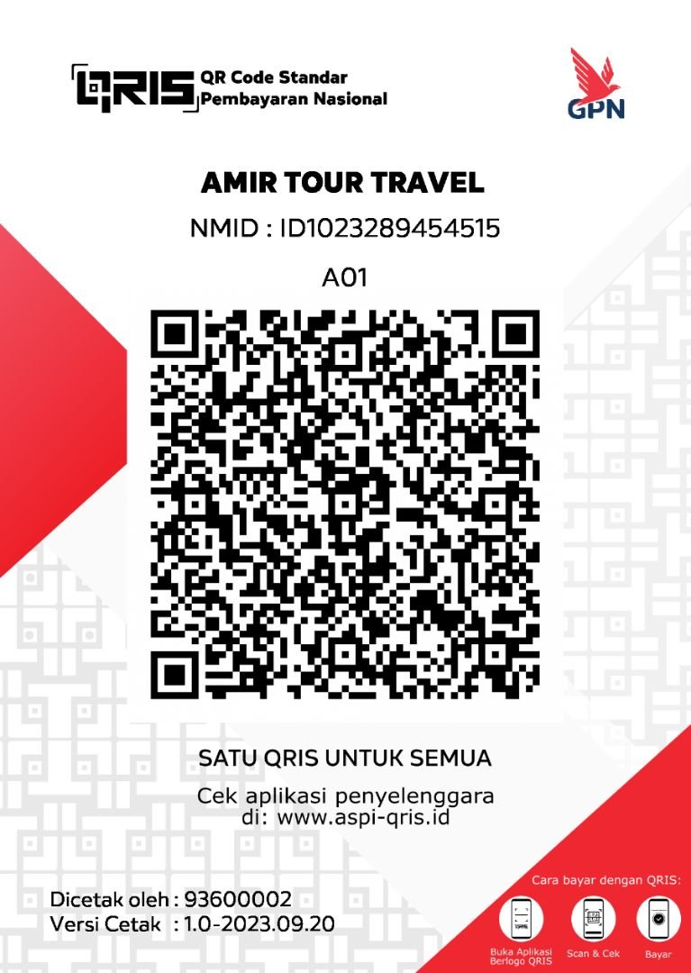 QRIS rasmi Amir Tour Travel untuk pembayaran dari Malaysia
