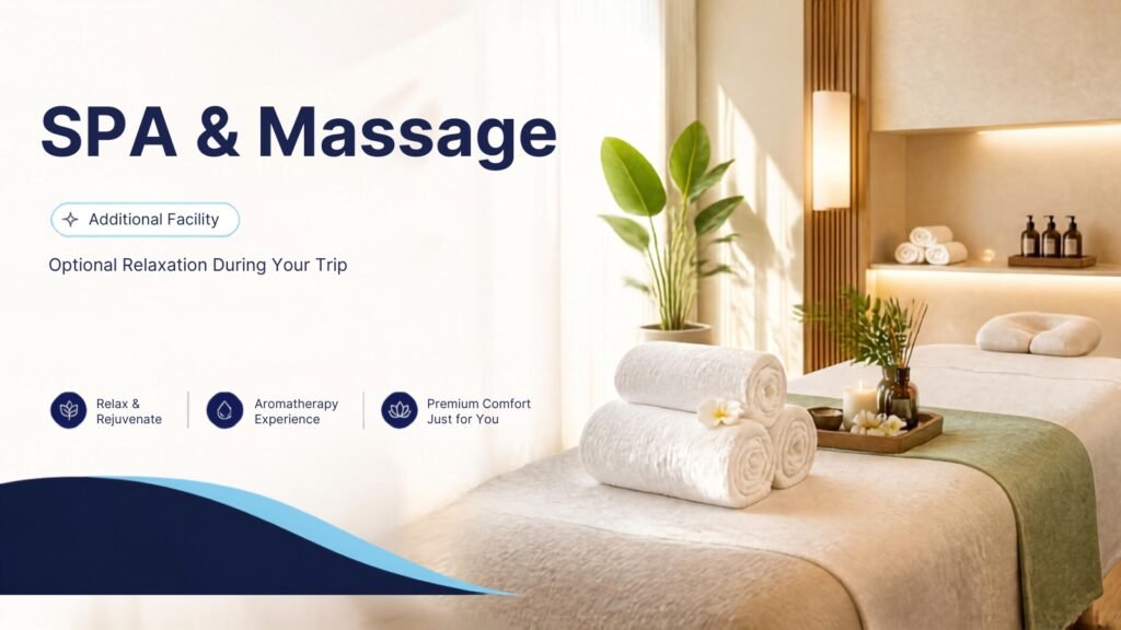 Fasilitas tambahan spa dan massage untuk perjalanan Amir Tour Travel