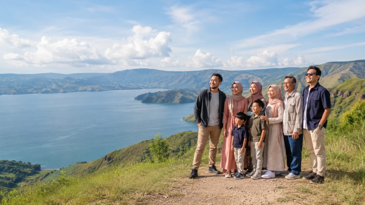 Family private tour at Lake Toba with Amir Tour Travel