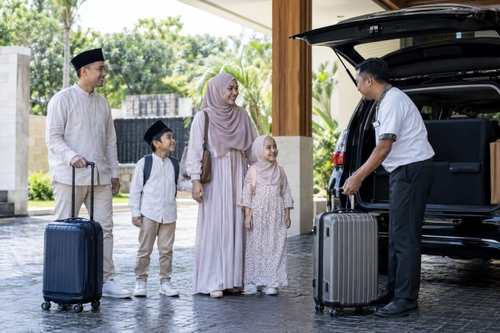 Keluarga Muslim mendapat layanan perjalanan dan penjemputan wisata