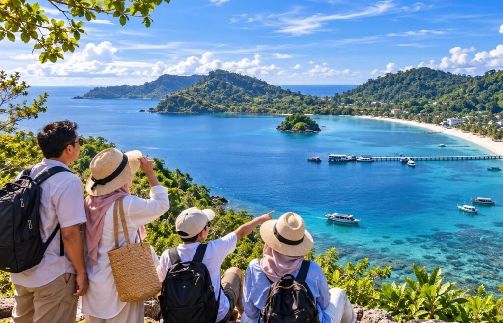 Wisatawan Muslim menikmati panorama Pulau Sabang