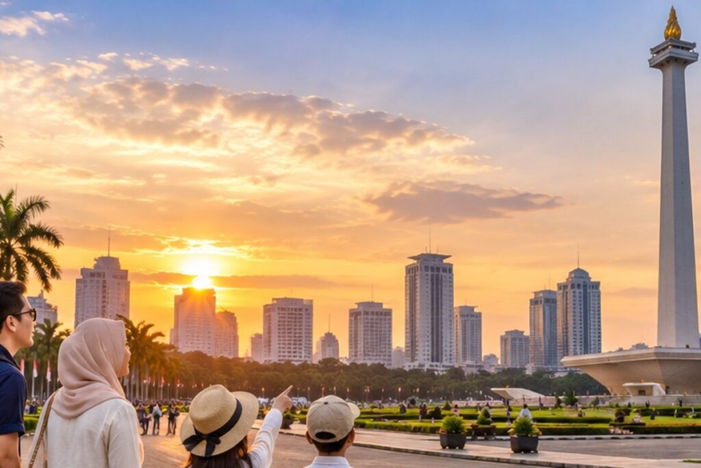 Keluarga menikmati perjalanan Jakarta dan Bandung