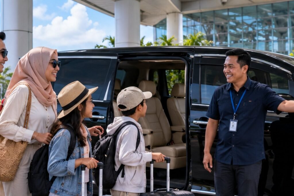 Keluarga menikmati layanan private trip di Indonesia