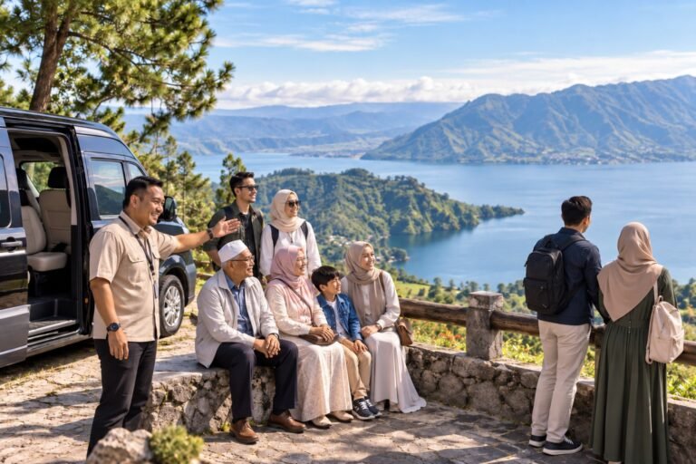 Private trip keluarga menikmati pemandangan Danau Toba bersama Amir Tour Travel