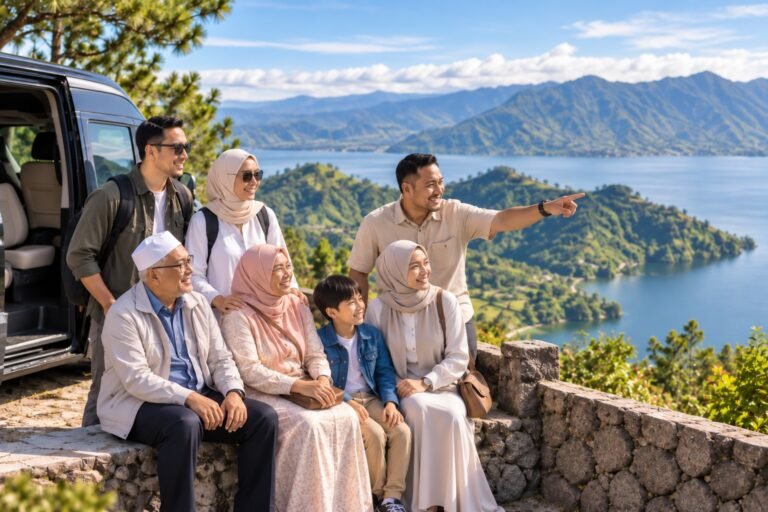 Private trip Muslim menikmati panorama Danau Toba dengan layanan Amir Tour Travel